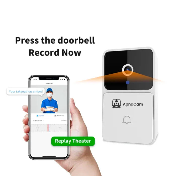 Smart Ring Wireless Doorbell Security Camera Two-Way Remote Audio Video IR Night Vision