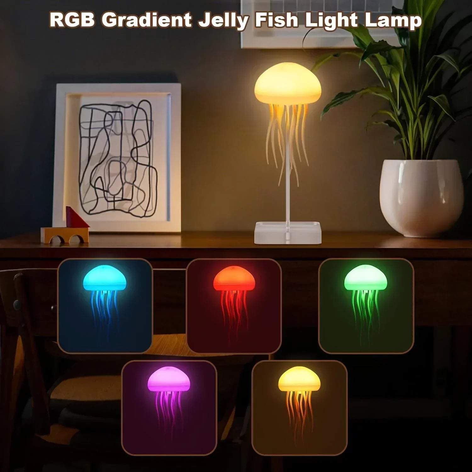 Jelly: Viral Jellyfish Lamp with Voice Control & USB-C Rechargeable (Hanging + Base)