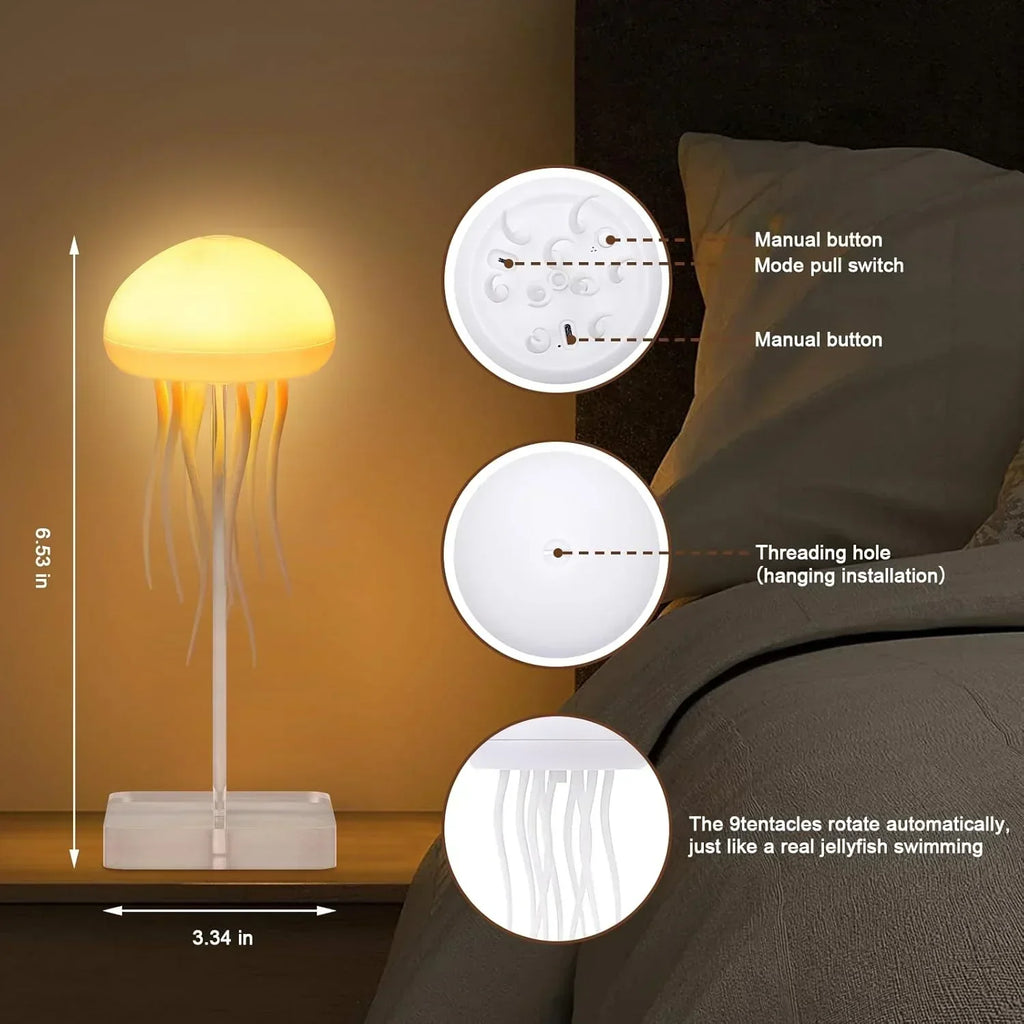 Jelly: Viral Jellyfish Lamp with Voice Control & USB-C Rechargeable (Hanging + Base)