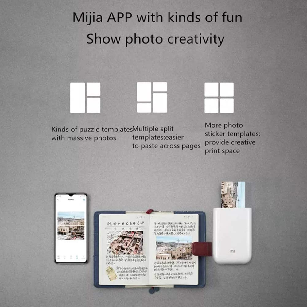 Mi Portable Photo Printer Pocket Mini AR with DIY (500 mAh) Image Zinc Paper Printer