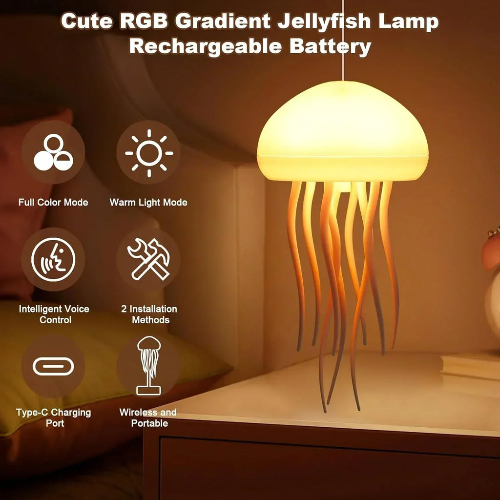 Jelly: Viral Jellyfish Lamp with Voice Control & USB-C Rechargeable (Hanging + Base)