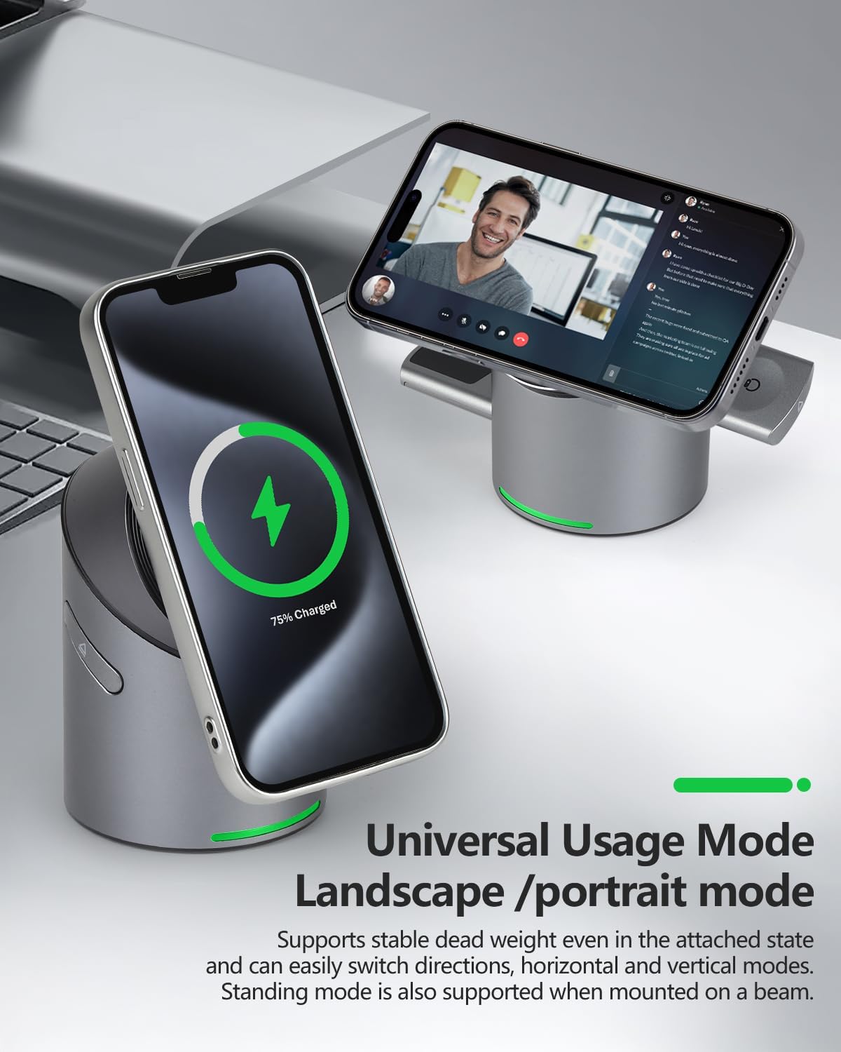 3 in 1 Auto Rotation Wireless Charging Station, Mag-Safe Wireless Charging Stand, Qi2 15W