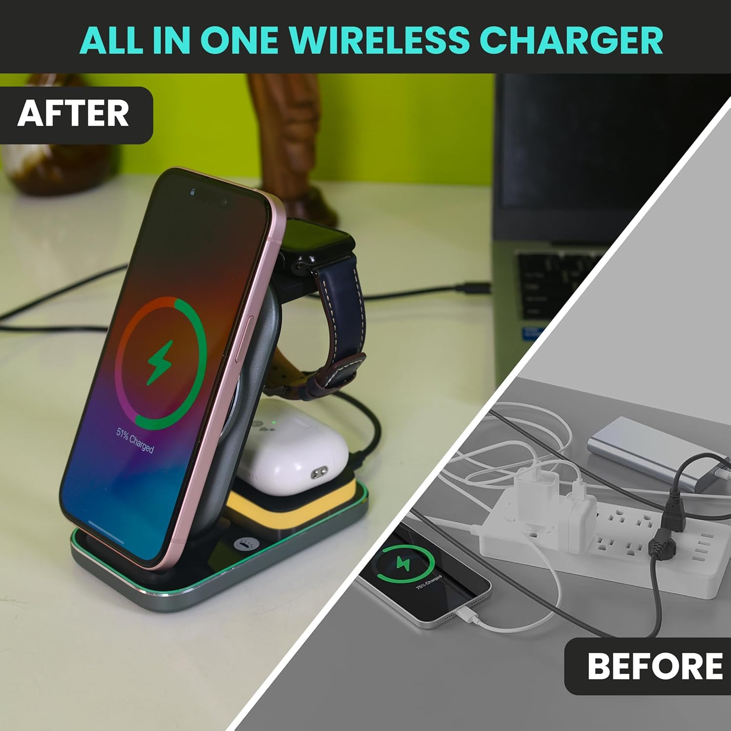 Cason 23W Certified Qi2 Wireless Charger for iPhone Magnetic 3 in 1 Mag Safe Wireless Charging Pad/Stand, Fast Charging