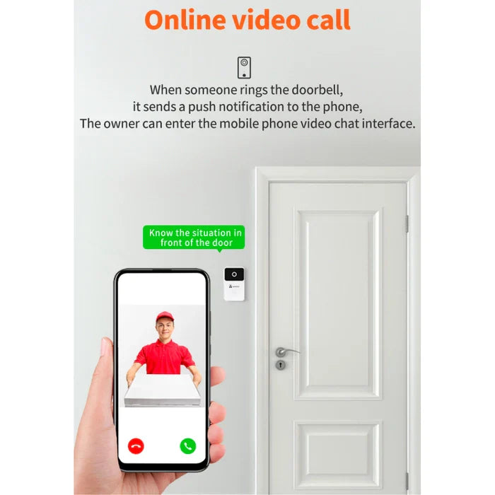 Smart Ring Wireless Doorbell Security Camera Two-Way Remote Audio Video IR Night Vision