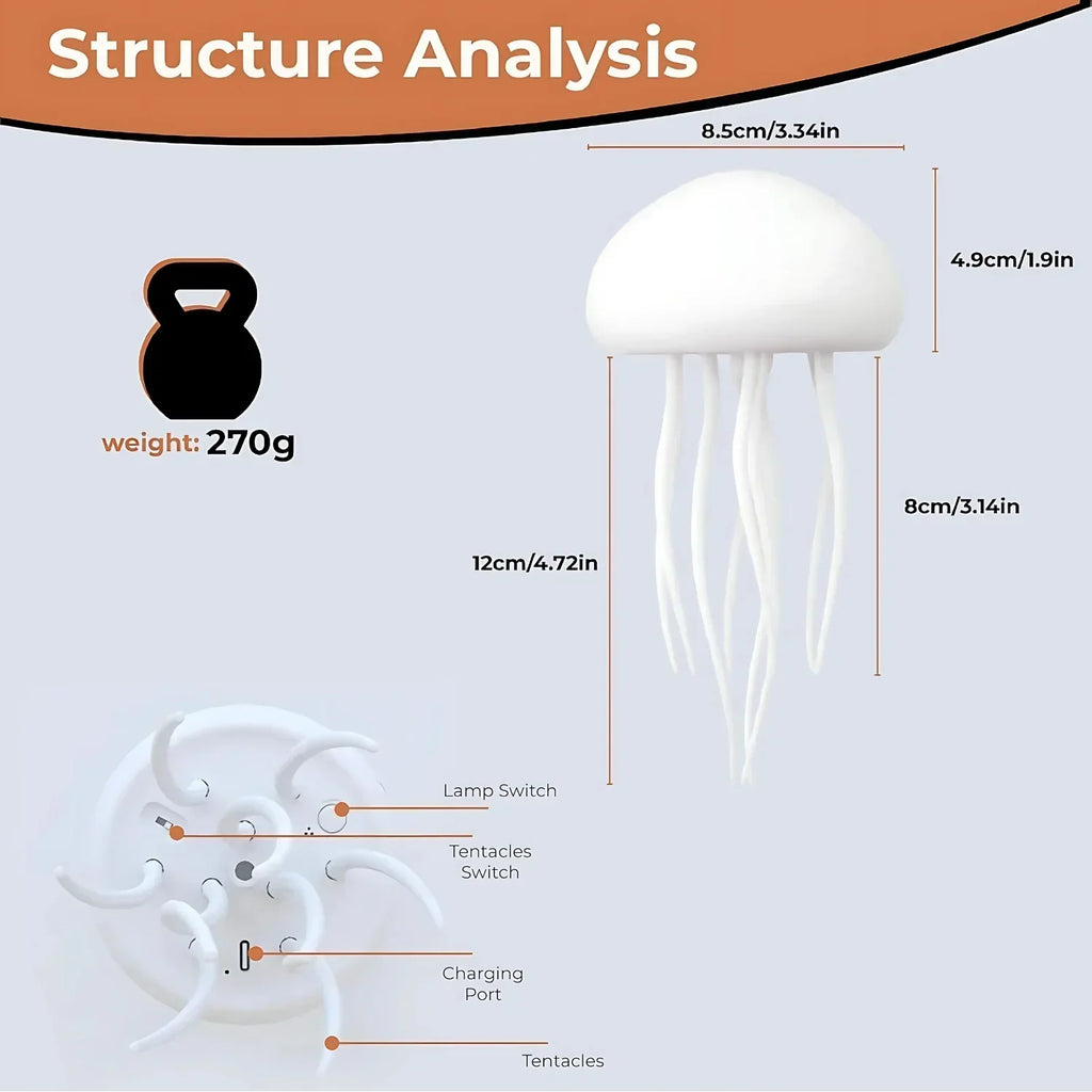Jelly: Viral Jellyfish Lamp with Voice Control & USB-C Rechargeable (Hanging + Base)
