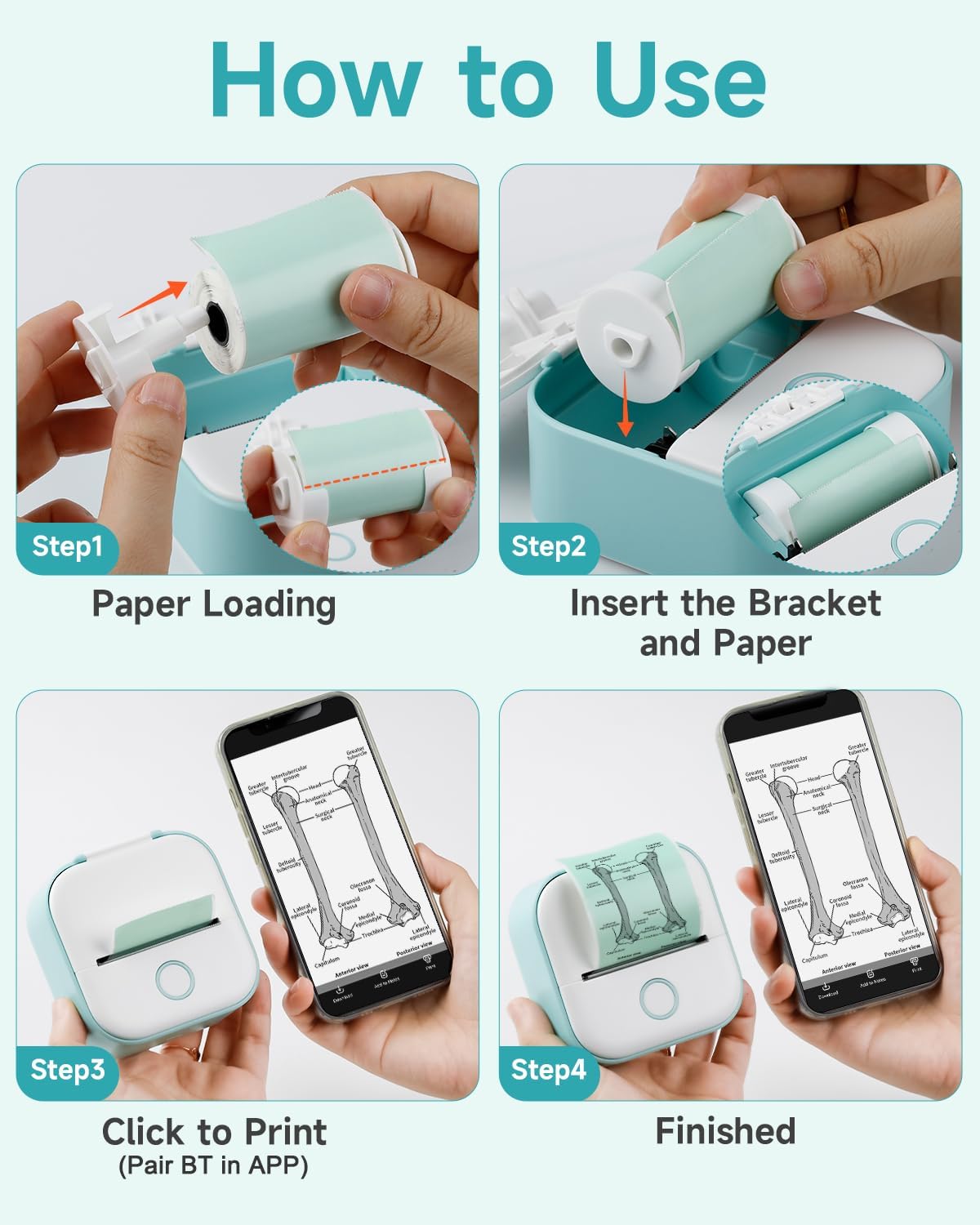 Bluetooth Wireless Mini Portable Printer