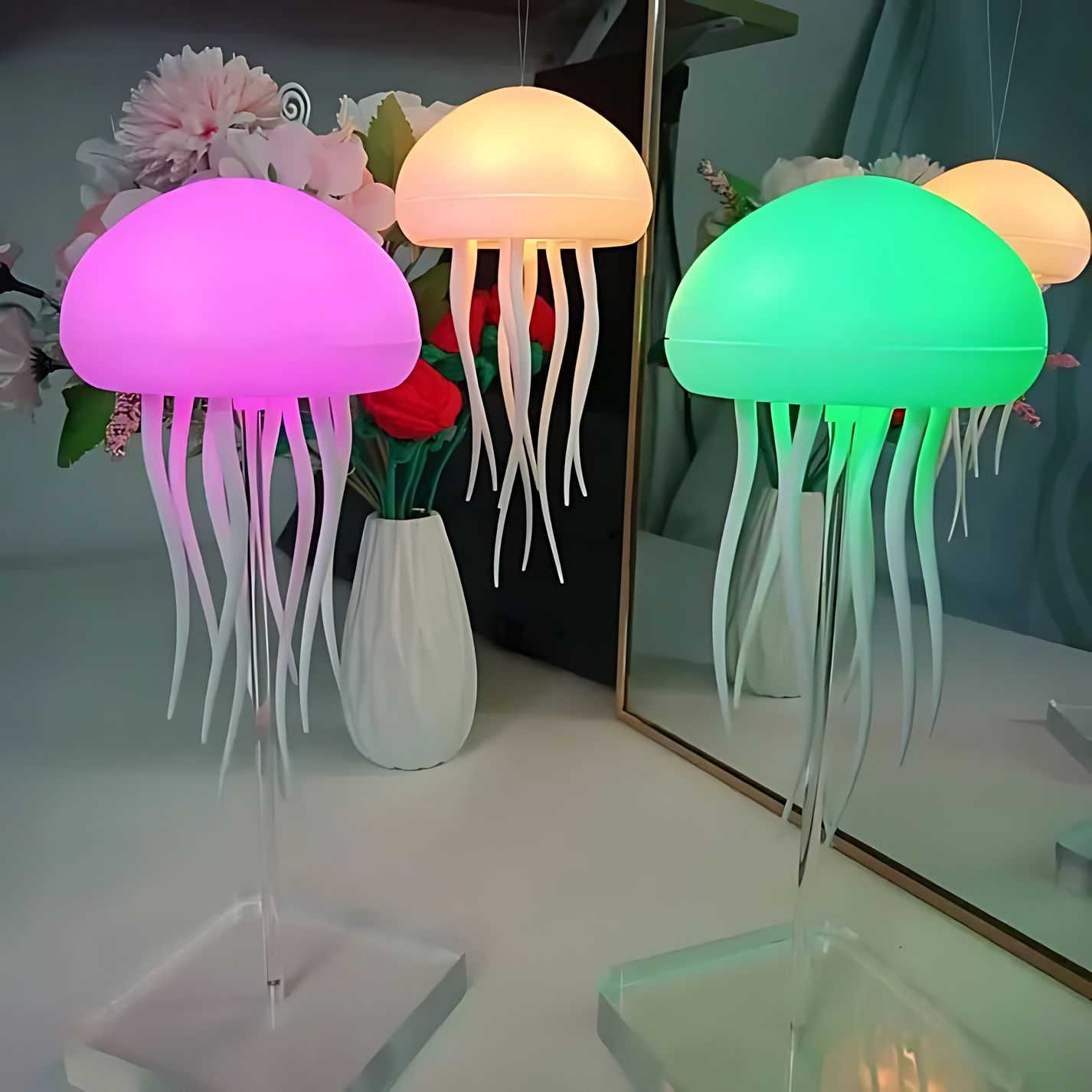 Jelly: Viral Jellyfish Lamp with Voice Control & USB-C Rechargeable (Hanging + Base)