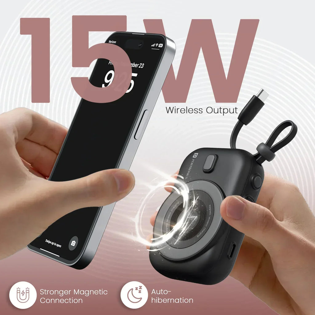 Power Shutter Home 15W Wireless Output | 22.5W Wired Output | In Built Type C Cable | LED Battery Display