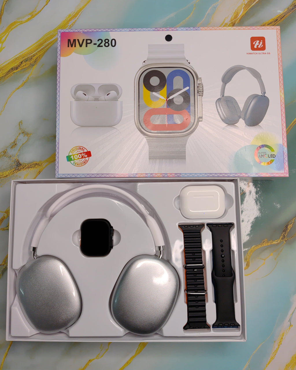 MVP-280 Combo Pack – Smart Watch + Headphones + AirPods