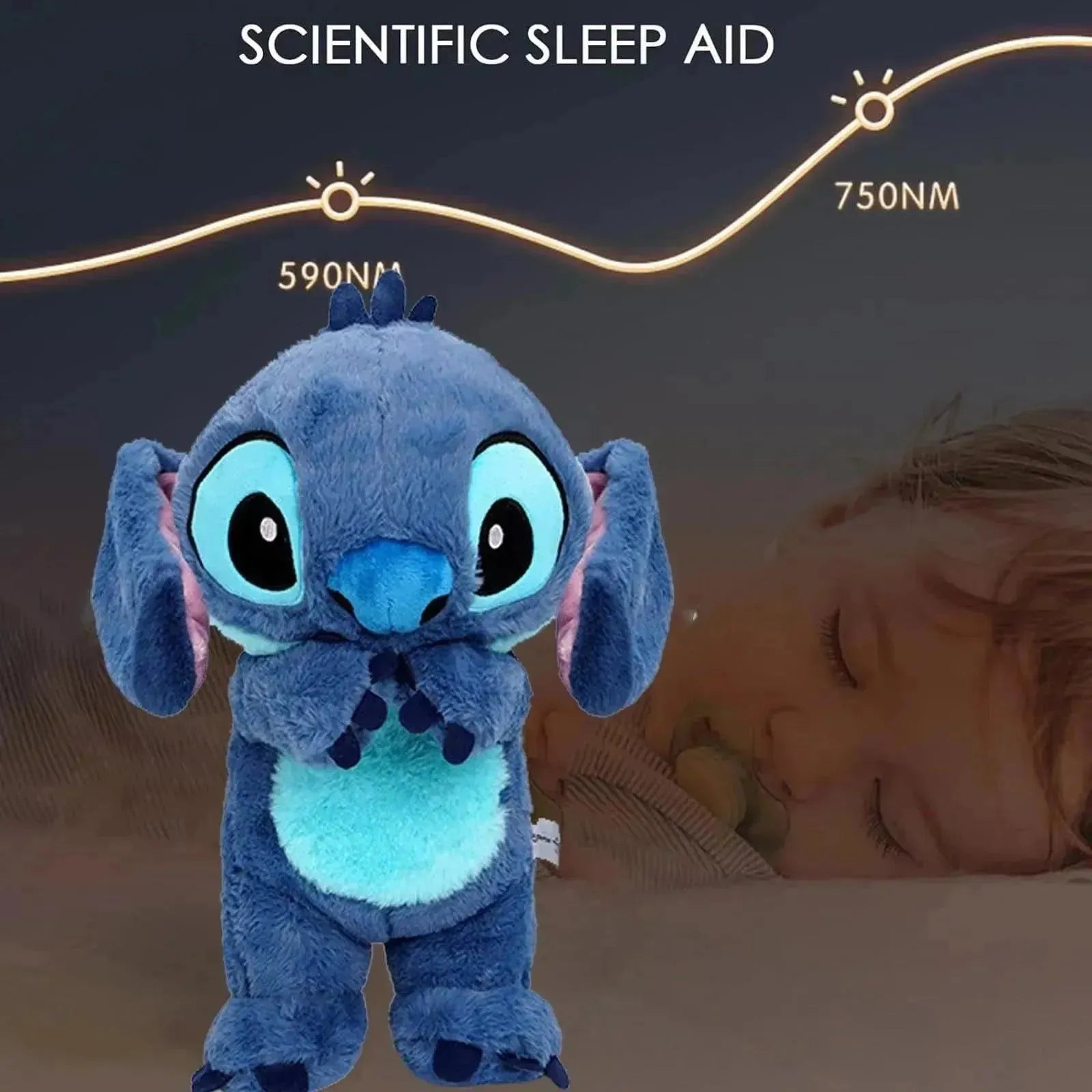 Musical Breathing Disney's Stitch Sleeping Aid Plush Teddy bear Toy Stitch