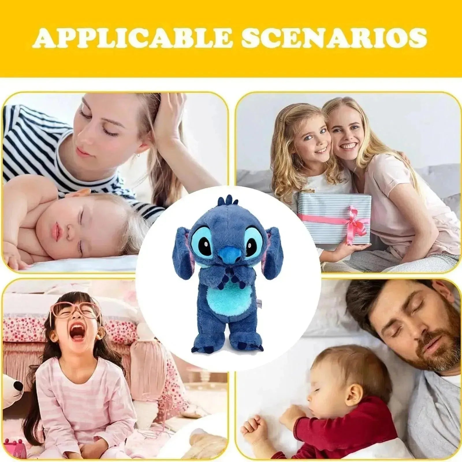 Musical Breathing Disney's Stitch Sleeping Aid Plush Teddy bear Toy Stitch