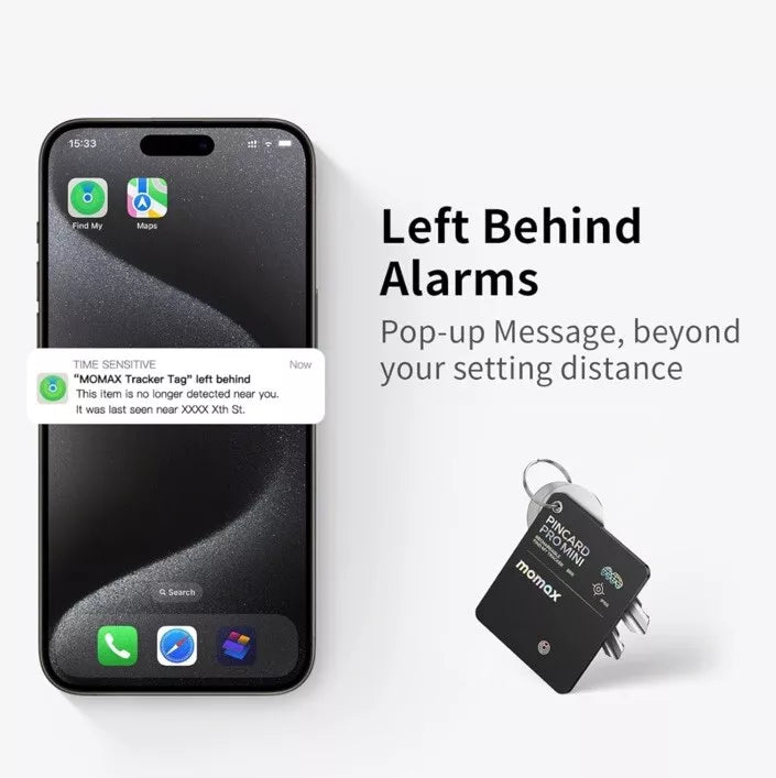 MOMAX PINCARD PRO Card Wireless TRACKER Charging Positioning Finder Anti-lost Device(Black)