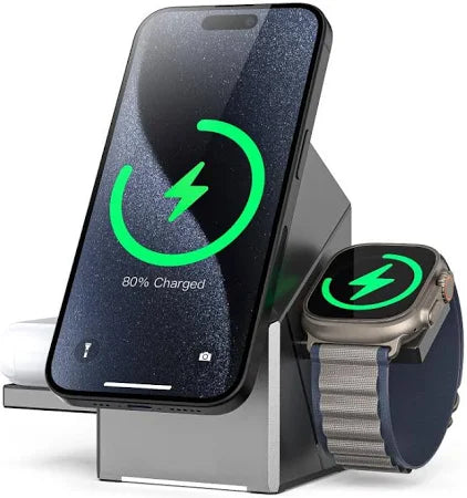 3 in 1 Auto Rotation Wireless Charging Station, Mag-Safe Wireless Charging Stand, Qi2 15W